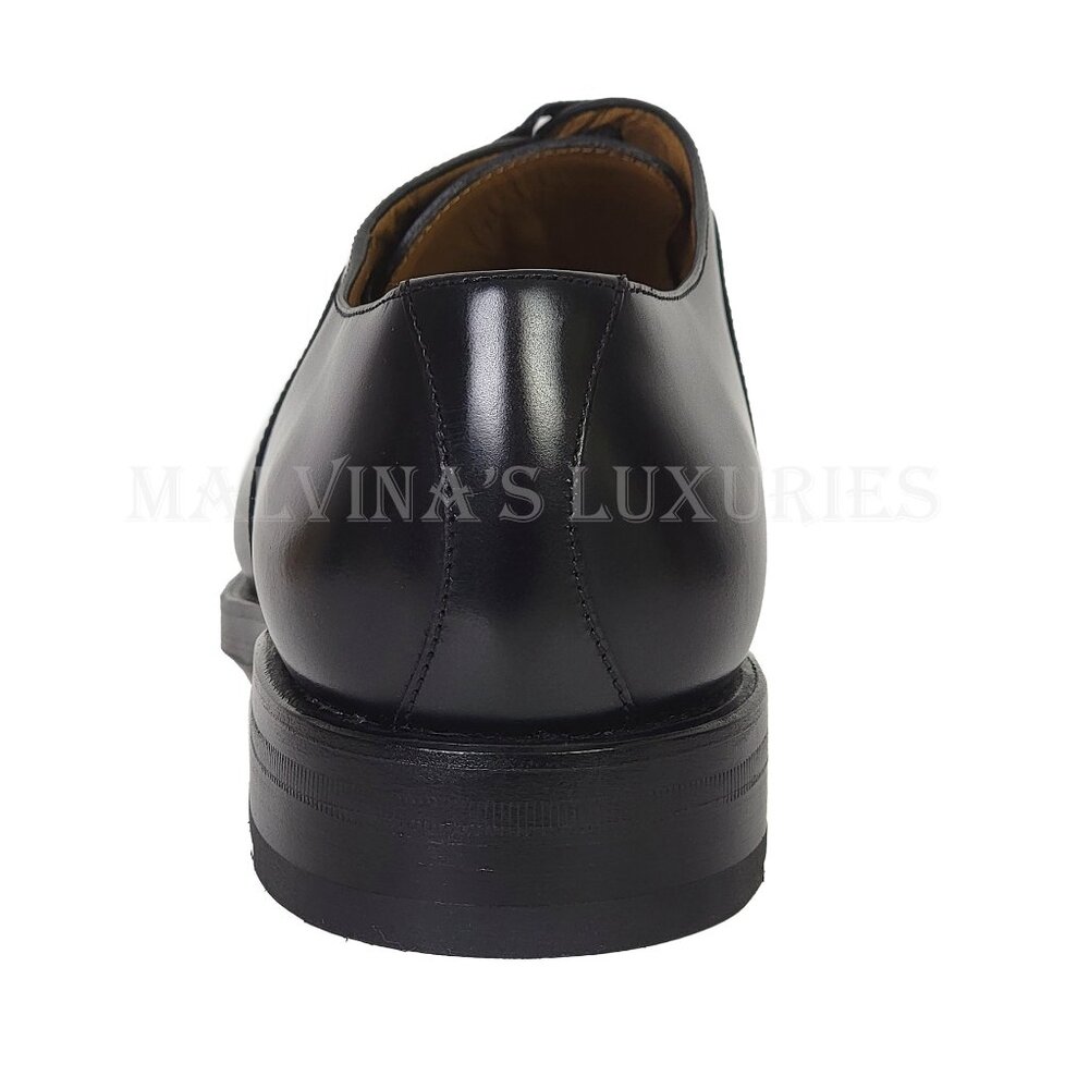 GUCCI SHOES MENS BLACK LEATHER INTERLOCKING G LOGO DERBY OXFORD sz 9 US 9.5 - Picture 6 of 15